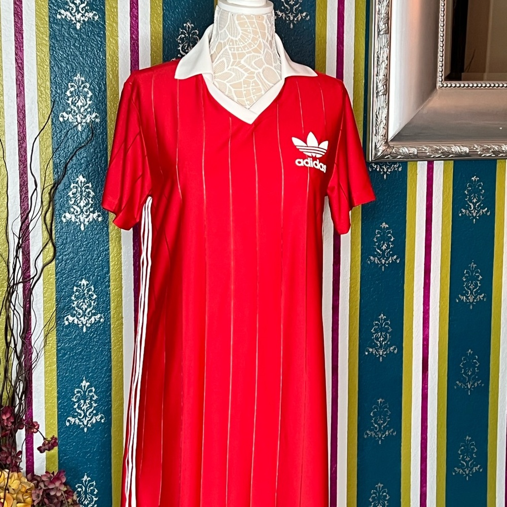 Adidas Red Pinstripe Polo Dress